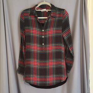 Plaid Button-Up Women's Top, Sz XS
